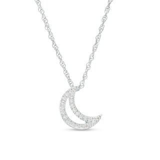 0.23 CT. T.W. Diamond Moon Pendant in Sterling Silver