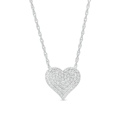 0.23 CT. T.W. Multi-Diamond Heart Necklace in Sterling Silver