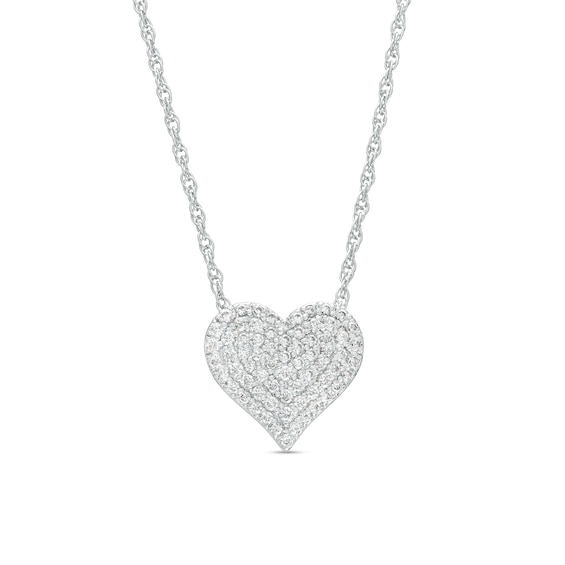 0.23 CT. T.W. Multi-Diamond Heart Necklace in Sterling Silver