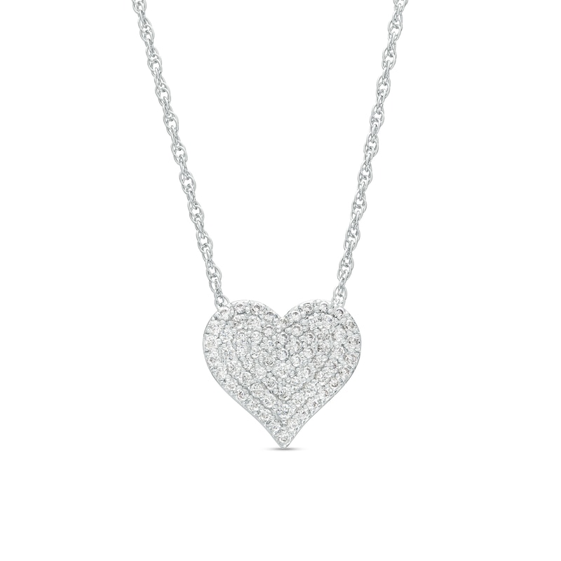 0.23 CT. T.W. Multi-Diamond Heart Necklace in Sterling Silver|Peoples Jewellers