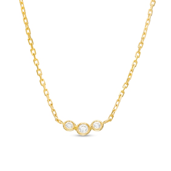 Diamond Accent Dainty Three Stone Necklace in 10K Gold – 16.25"