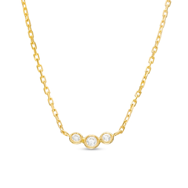 Diamond Accent Dainty Three Stone Necklace in 10K Gold – 16.25"|Peoples Jewellers