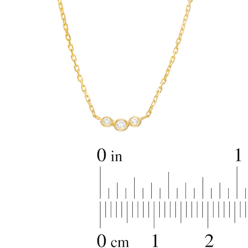 Diamond Accent Dainty Three Stone Necklace in 10K Gold – 16.25"