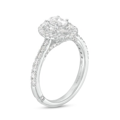 Monique Lhuillier Bliss 1.29 CT. T.W. Oval Diamond Double Frame Engagement Ring in 18K White Gold