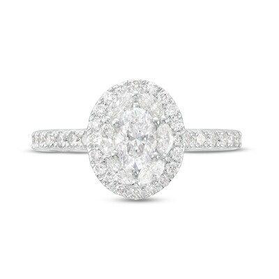 Monique Lhuillier Bliss 1.29 CT. T.W. Oval Diamond Double Frame Engagement Ring in 18K White Gold