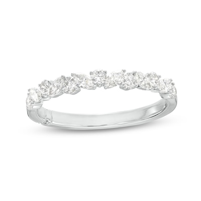 Monique Lhuillier Bliss 0.45 CT. T.W. Marquise and Round Diamond Anniversary Band in 18K White Gold