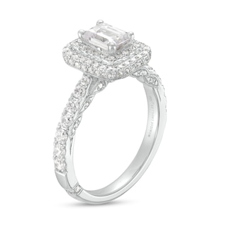 Monique Lhuillier Bliss 1.29 CT. T.W. Emerald-Cut Diamond Double Frame Engagement Ring in 18K White Gold