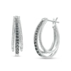 Thumbnail Image 0 of 0.50 CT. T.W. Black and White Diamond Triple Row Hoop Earrings in Sterling Silver