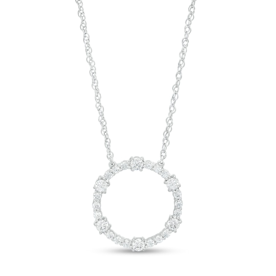 0.50 CT. T.W. Diamond Circle Outline Necklace in 10K White Gold