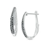 Thumbnail Image 0 of 0.40 CT. T.W. Black and White Diamond Double Row Hoop Earrings in Sterling Silver