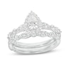 Thumbnail Image 0 of Monique Lhuillier Bliss 1.18 CT. T.W. Pear-Shaped Diamond Frame Vintage-Style Bridal Set in 18K White Gold