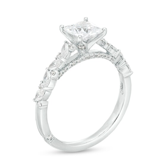 Monique Lhuillier Bliss 1.45 CT. T.W. Princess-Cut Diamond Alternating Shank Engagement Ring in 18K White Gold