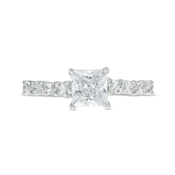 Monique Lhuillier Bliss 1.45 CT. T.W. Princess-Cut Diamond Alternating Shank Engagement Ring in 18K White Gold