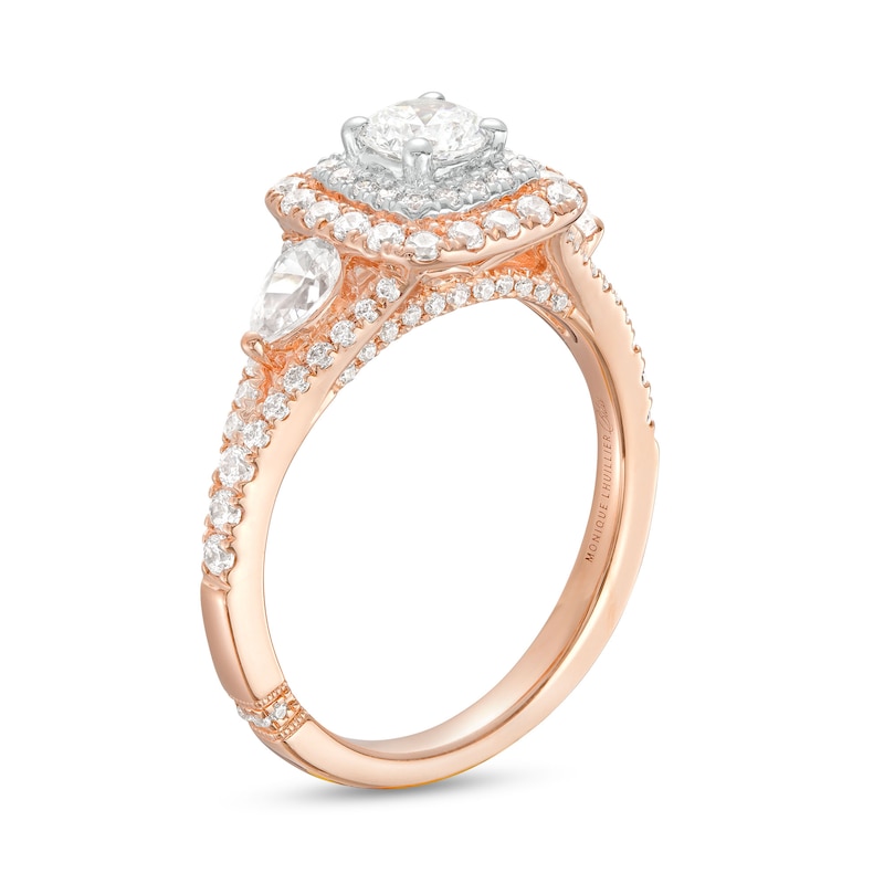 Monique Lhuillier Bliss 1.29 CT. T.W. Diamond Cushion-Shaped Double Frame Engagement Ring in 18K Rose Gold|Peoples Jewellers