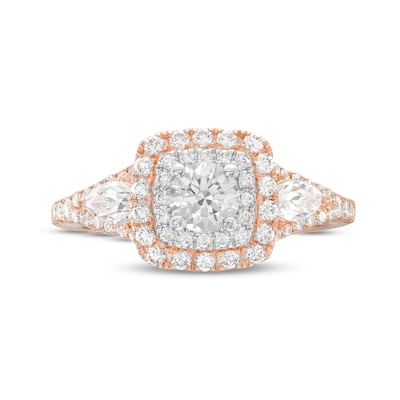 Monique Lhuillier Bliss 1.29 CT. T.W. Diamond Cushion-Shaped Double Frame Engagement Ring in 18K Rose Gold