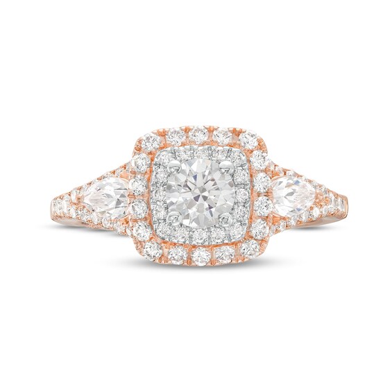 Monique Lhuillier Bliss 1.29 CT. T.W. Diamond Cushion-Shaped Double Frame Engagement Ring in 18K Rose Gold