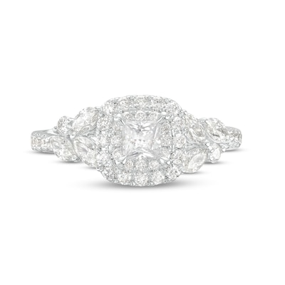 Monique Lhuillier Bliss 1.29 CT. T.W. Princess-Cut Diamond Double Frame Engagement Ring in 18K White Gold