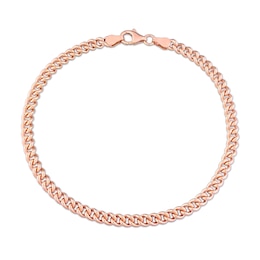 4.4mm Curb Chain Anklet in Sterling Silver with Rose-Tone Flash Plate - 9&quot;