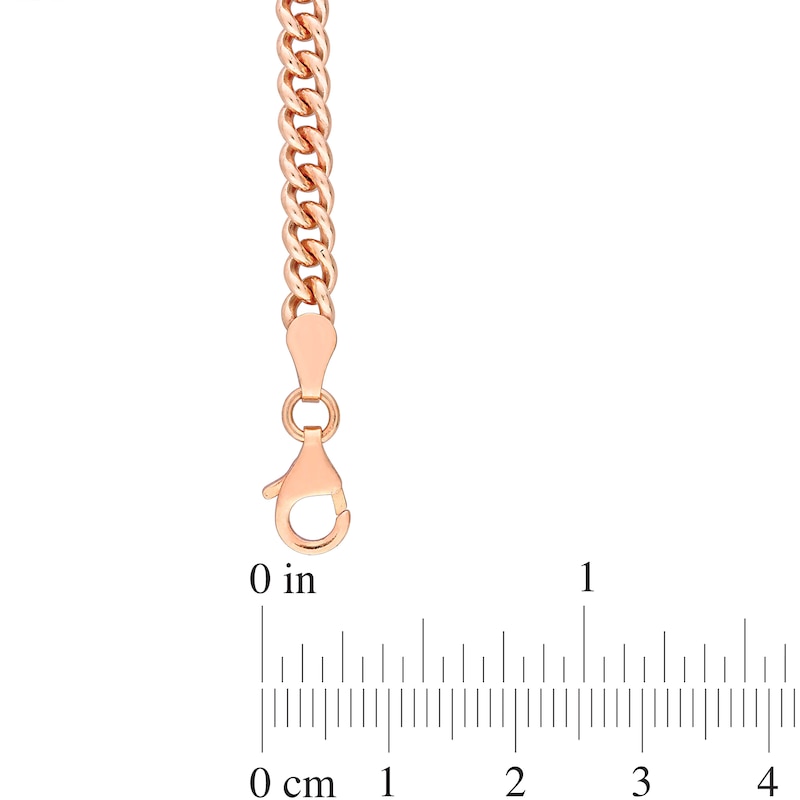 4.4mm Curb Chain Anklet in Sterling Silver with Rose-Tone Flash Plate - 9"|Peoples Jewellers