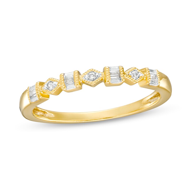 0.05 CT. T.W. Diamond Alternating Vintage-Style Anniversary Band in 10K Gold|Peoples Jewellers