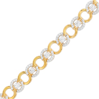 2.01 CT. T.W. Certified Lab-Created Diamond Alternating Circle Link Bracelet in 14K Gold (F/SI2)