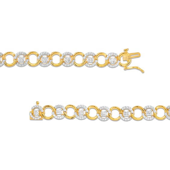 2.01 CT. T.W. Certified Lab-Created Diamond Alternating Circle Link Bracelet in 14K Gold (F/SI2)