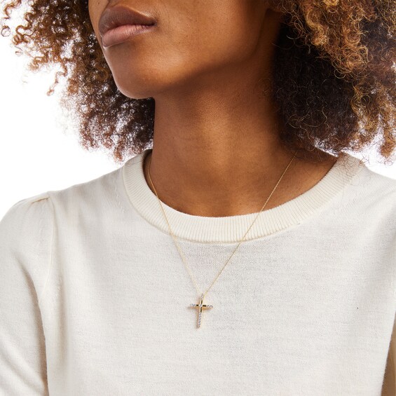 0.33 CT. T.W. Certified Lab-Created Diamond Cross Pendant in 14K Gold (F/SI2)