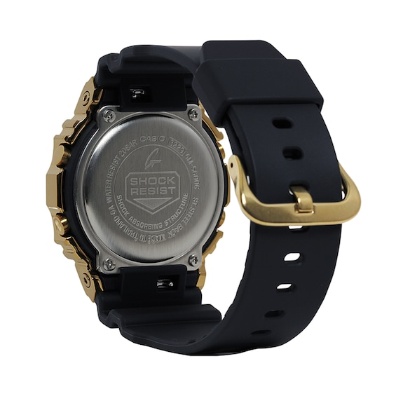 Men's Casio G-Shock Classic Gold-Tone IP Black Resin Strap Watch with Square Black Dial (Model: GM5600G-9)