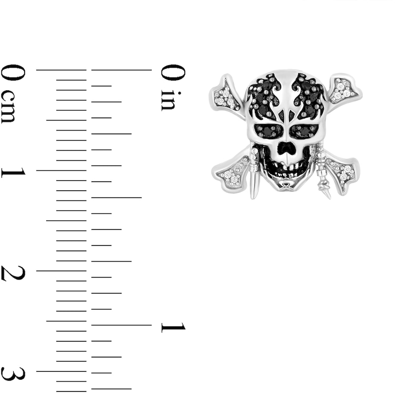 Disney Treasures Pirates of the Caribbean 0.145 CT. T.W. Black and White Diamond Skull Stud Earrings in Sterling Silver