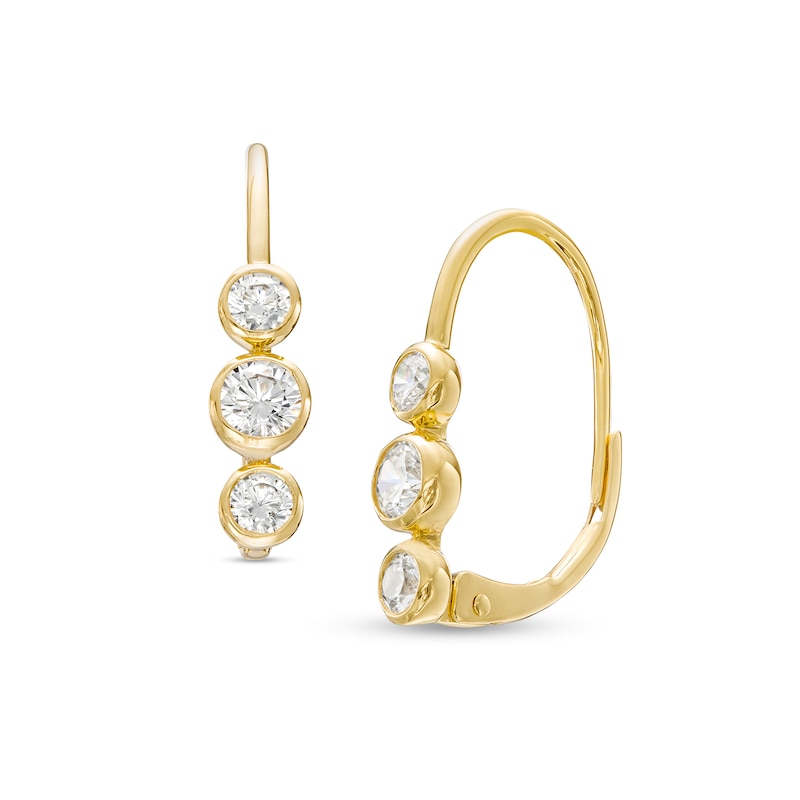 0.45 CT. T.W. Diamond Three Stone Drop Earrings in 10K Gold|Peoples Jewellers