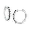 Thumbnail Image 1 of 0.25 CT. T.W. Black Diamond Alternating Geometric Hoop Earrings in Sterling Silver