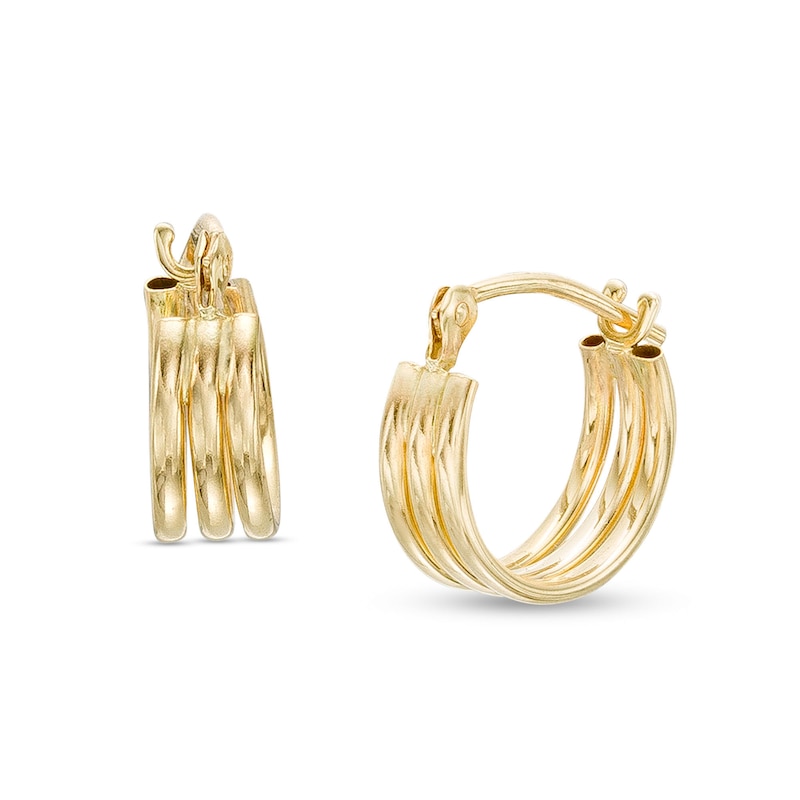 11.0mm Triple Row Hoop Earrings in 14K Gold|Peoples Jewellers