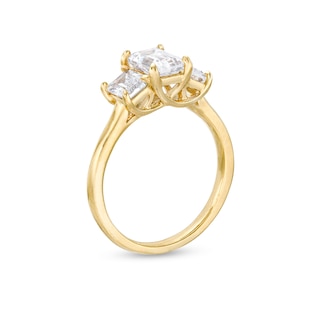 2.00 CT. T.W. Certified Emerald-Cut Lab-Created Diamond Three Stone Engagement Ring in 14K Gold (F/SI2)