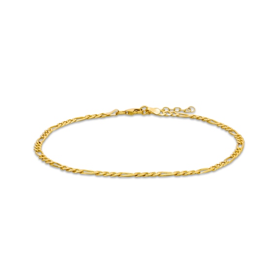 3.0mm Figaro Chain Anklet in Solid 10K Gold - 10"