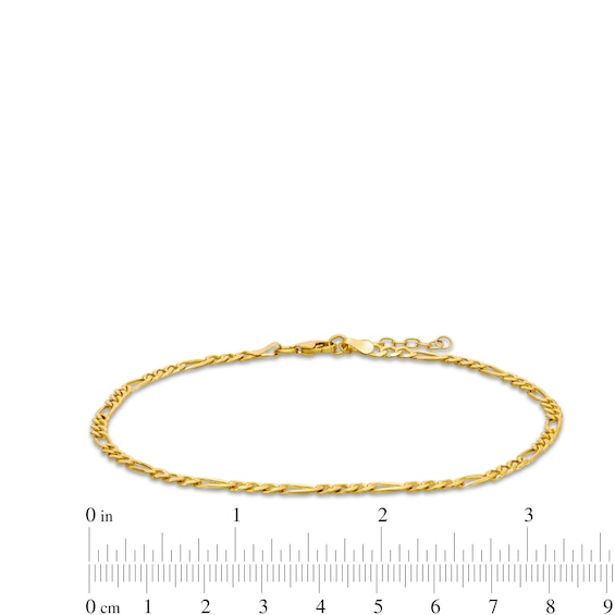 3.0mm Figaro Chain Anklet in Solid 10K Gold - 10"