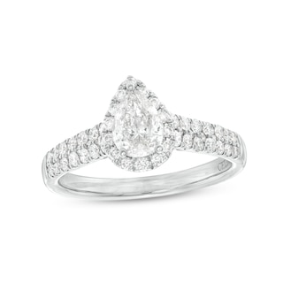 Celebration Infinite™ Canadian Certified Pear-Shaped Centre Diamond CT. T.W. Engagement Ring in 14K White Gold