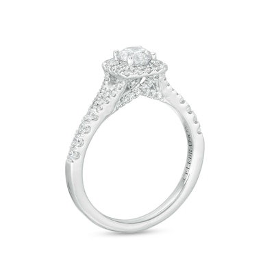 Celebration Infinite™ Canadian Certified Centre Diamond 0.95 CT. T.W. Cushion Frame Engagement Ring in 14K White Gold