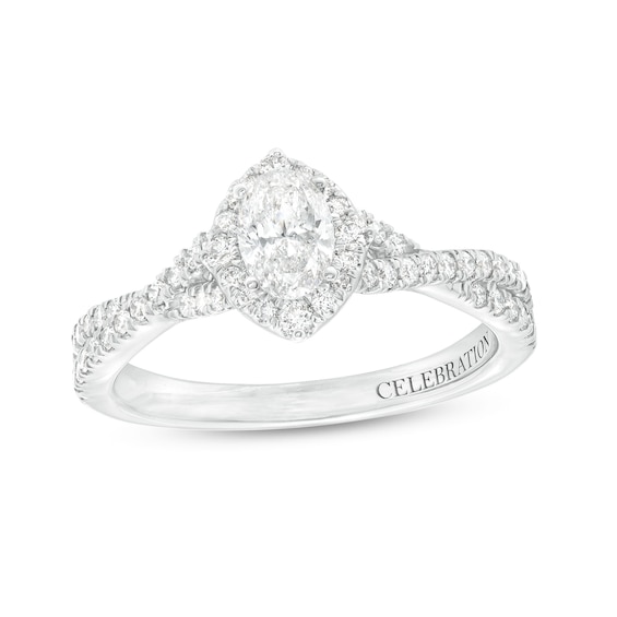 Celebration Infinite™ Canadian Certified Oval Centre Diamond 0.80 CT. T.W. Frame Engagement Ring in 14K White Gold