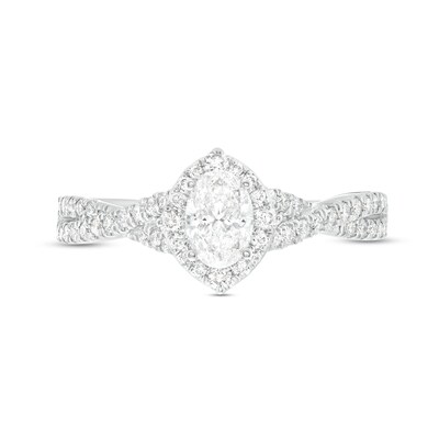 Celebration Infinite™ Canadian Certified Oval Centre Diamond 0.80 CT. T.W. Frame Engagement Ring in 14K White Gold