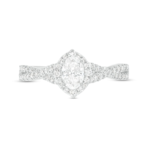 Celebration Infinite™ Canadian Certified Oval Centre Diamond 0.80 CT. T.W. Frame Engagement Ring in 14K White Gold