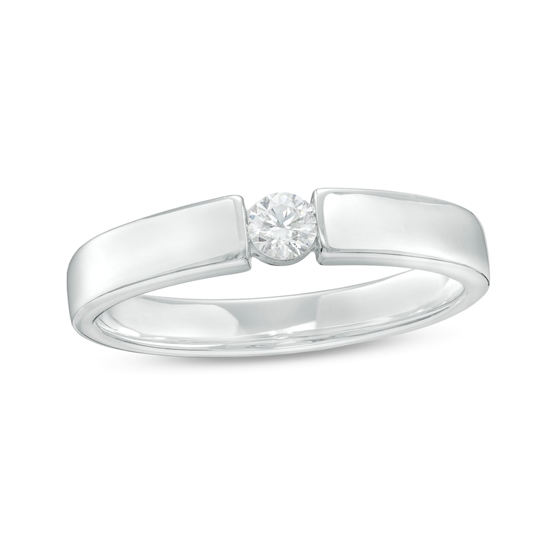 Main Image 1 of Men's 0.23 CT. Diamond Solitaire Wedding Band in 10K White Gold