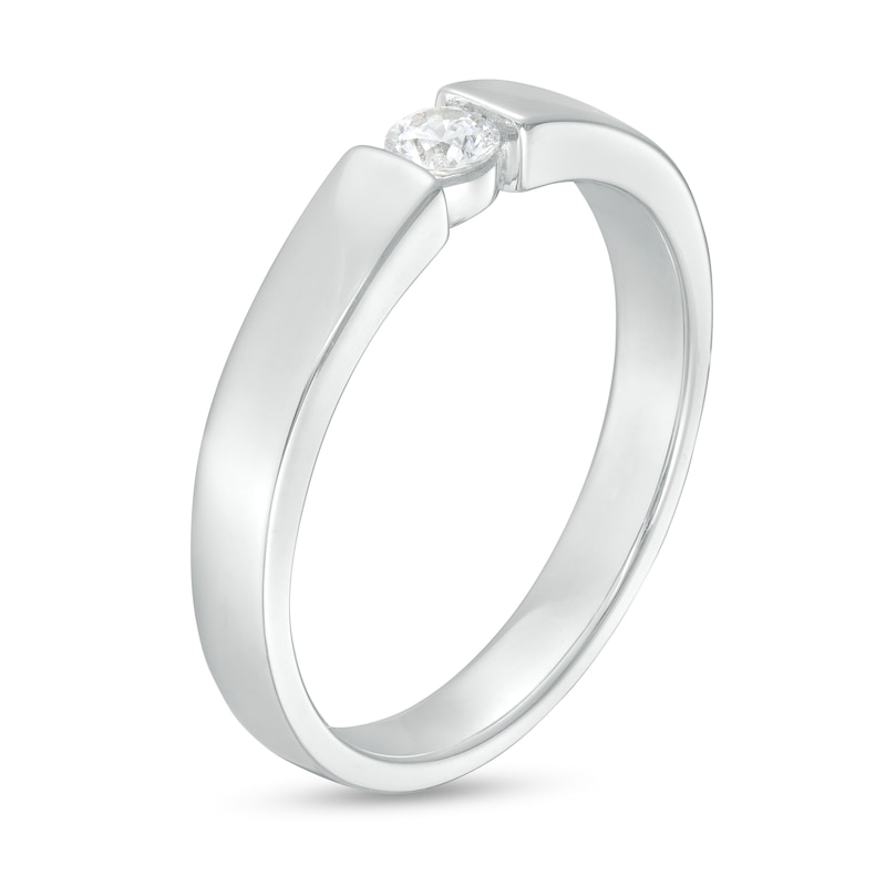 Main Image 3 of Men's 0.23 CT. Diamond Solitaire Wedding Band in 10K White Gold