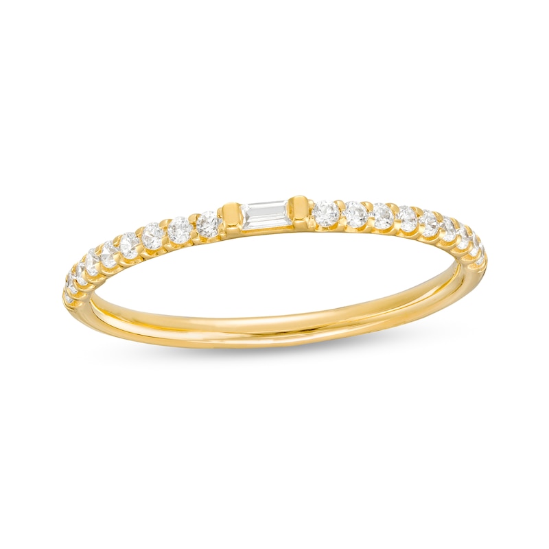 0.18 CT. T.W. Baguette and Round Diamond Anniversary Band in 10K Gold|Peoples Jewellers