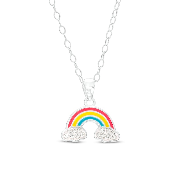 Child's Crystal Rainbow Enamel Pendant in Sterling Silver – 15"