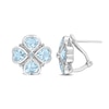 5.0mm Heart-Shaped and Round Sky Blue Topaz Clover Stud Earrings in Sterling Silver