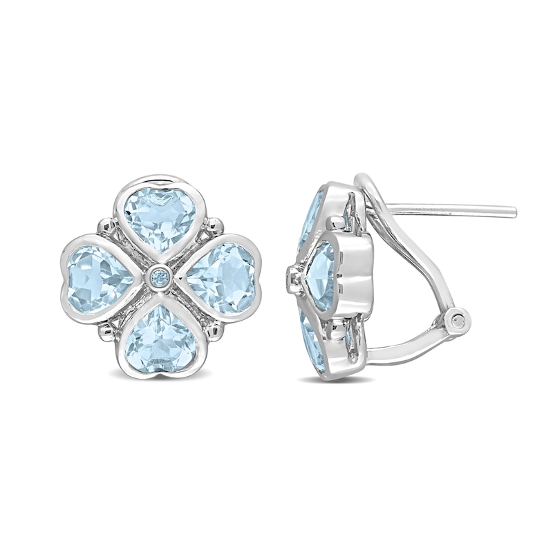 5.0mm Heart-Shaped and Round Sky Blue Topaz Clover Stud Earrings in Sterling Silver|Peoples Jewellers