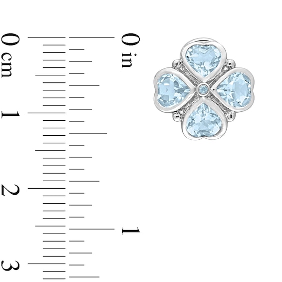 5.0mm Heart-Shaped and Round Sky Blue Topaz Clover Stud Earrings in Sterling Silver