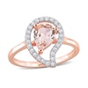 Thumbnail Image 0 of Pear-Shaped Morganite and White Topaz Frame Ring in Sterling Silver with Rose Rhodium