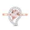 Thumbnail Image 3 of Pear-Shaped Morganite and White Topaz Frame Ring in Sterling Silver with Rose Rhodium