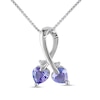 Thumbnail Image 0 of 5.0mm Heart-Shaped Tanzanite and Diamond Accent Loop Pendant in Sterling Silver